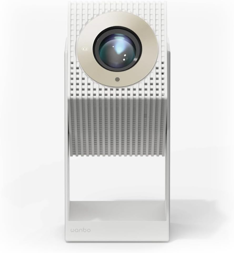 Wanbo Cube 2 Pro in an angled position, demonstrating flexible projection