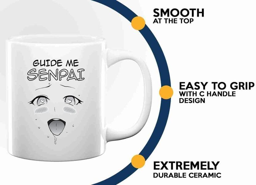 Anime Lover Coffee Mug 11oz White -Guide Me Senpai - Weaboo Movie Lover Men Hobby Kawaii Anime Fans Merch Lover Manga Otaku Japanese Art Boy Teen Girl image 5