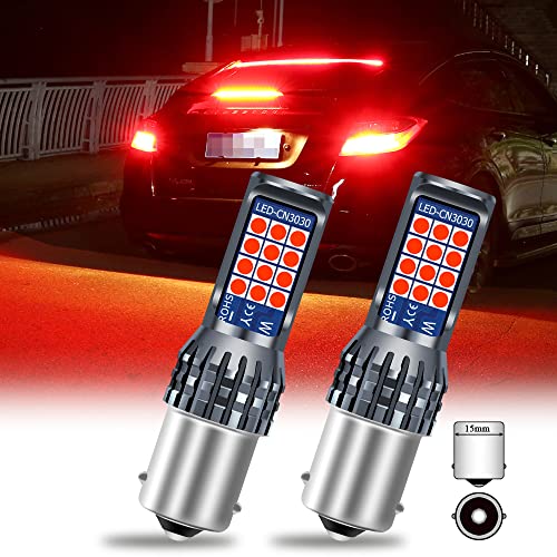 Teguangmei 2pcs 1156 BA15S P21W 7506 Rouge Ampoule de Frein LED 3030 puces 24SMD Feu de Freinage Jeux de puces de 500 Lumens Utilisé pour de Voiture Feux Stop Frein Arrière Parking Feux 12V Cover