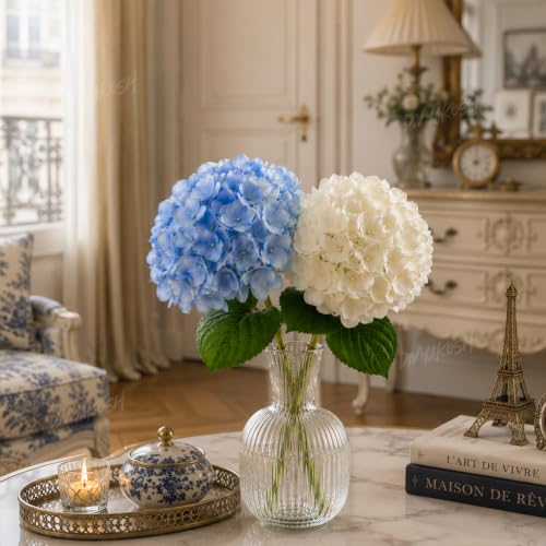 Image of Divyakosh 2 Hydrangea Flower Sticks (Vases Not Included), Artificial Flowers Bunch, Artificial Flower for Vase,Flower Bouquet Gift, Living Room Office Dining Table Centerpiece Home Decor