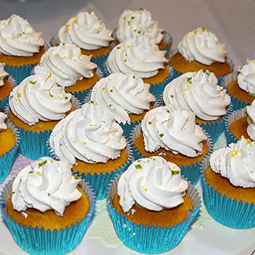 Image of Light Blue Foil Cupcake Liners,GOLF 100Pack Metallic Baking Cups Standard Size