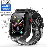 [Waterproof Case for 38mm] AIUERU Waterproof Watch Case with IP68 and Resilient Shock Absorption for 38mm Apple Watch Series 3 and 2 / with 2 Soft Silicone Watch Band - Black