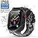 [Waterproof Case for 38mm] AIUERU Waterproof Watch Case with IP68 and Resilient Shock Absorption for 38mm Apple Watch Series 3 and 2 / with 2 Soft Silicone Watch Band - Black
