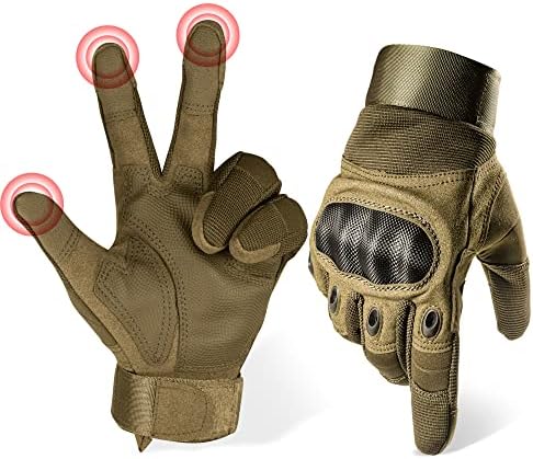 TACTIEN Tan Tactical Gloves for Men, Paintball Gear Airsoft Gloves, Combat Security Gloves with Touchscreen Fingertip for Shooting, Swat, Camping, Police, Outdoor Sport, Army, Biker