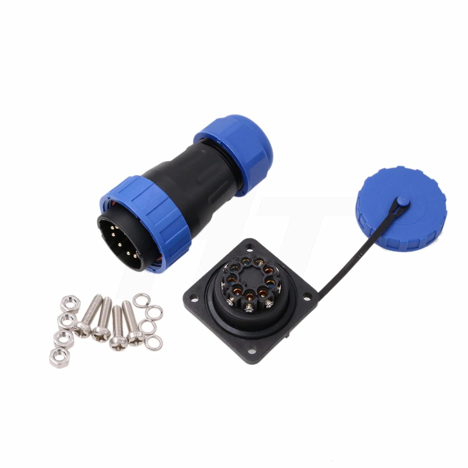TY28 9 Pin 10A Circular Electrical Waterproof Connector Male Female 14AWG Wire Plug Panel Socket Screw Crimp Solder-Free Quick-Disconnect for Power Device