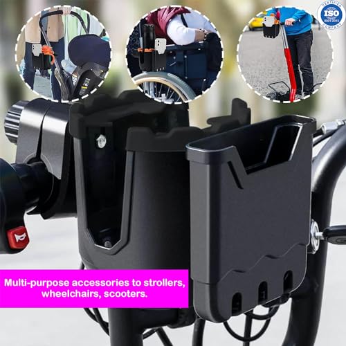 Image of Safe-O-Kid Universal 2-in-1 Stroller Cup Holder with Phone Holder | Drink & Mobile Holder for Stroller, Bike, Walker & Wheelchair | Green