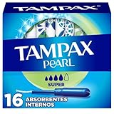 Tampax Pearl Super Tampones para Flujo Abundante, 16 Unidades. Doble protección que Bloquea Fugas
