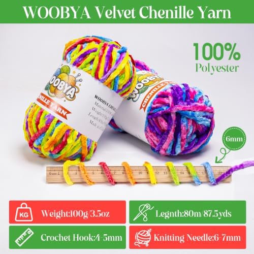 3 Pack Rainbow Fluffy Velvet Yarn for Crocheting and Knitting, Chunky Chenille Soft Fuzzy Baby Blanket Yarn for Crocheting, 3 * 100g Bulky Thick Amigurumi Crochet Yarns-Rainbow - 2