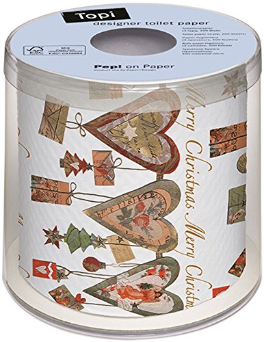 TOPI Designer Christmas Toilet Paper Christmas Hearts, Triple Ply, 1 Count