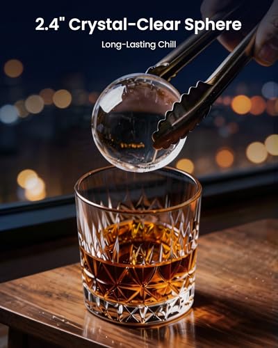 Image of 2.4 inch Sphere Ice Maker 50 pcs /24H,2 pcs in 60 Mins, Slow-Melting Crystal Ball Ice Machine with Self-Cleaning, Countertop Ice Maker for Whiskey(Black)