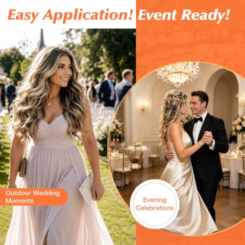 Image of Sunny Hair Clip in Hair Extensions Real Human Hair Brown Blonde 20inch 135g | Human Hair Clip in Extensions Balayage Brown, Add Fullness and Balanced Density for Concert Hairstyles for Full Head