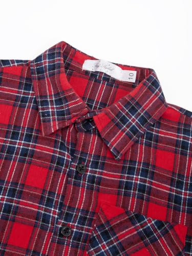 Image of Yoimira Boys Flannel Shirts Kids Long Sleeve Plaid Tops Casual Button Down Shirt Western Plaid Jacket