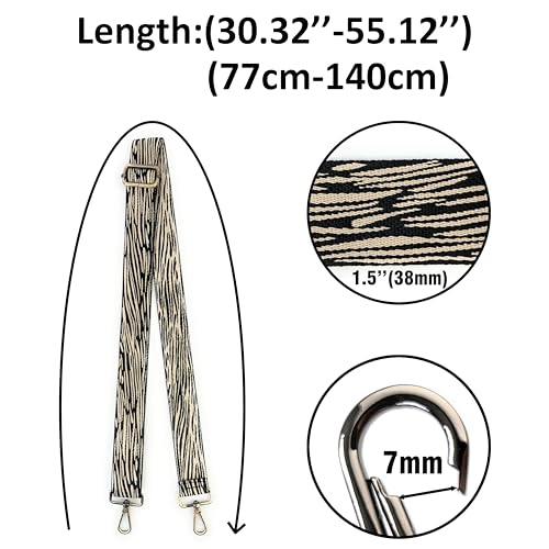 Image of Purse Strap Replacement for Crossbody Bags & Handbags | Premium Webbing with Gunmetal Black Hardware Clip-On Installation Adjustable Length Comfortable Wide Guitar Style Strap