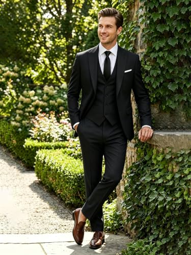 Image of Wangyue Men's Suits 3 Piece Slim Fit Wedding Suits for Men Formal Business Suit Party Prom Tuxedo