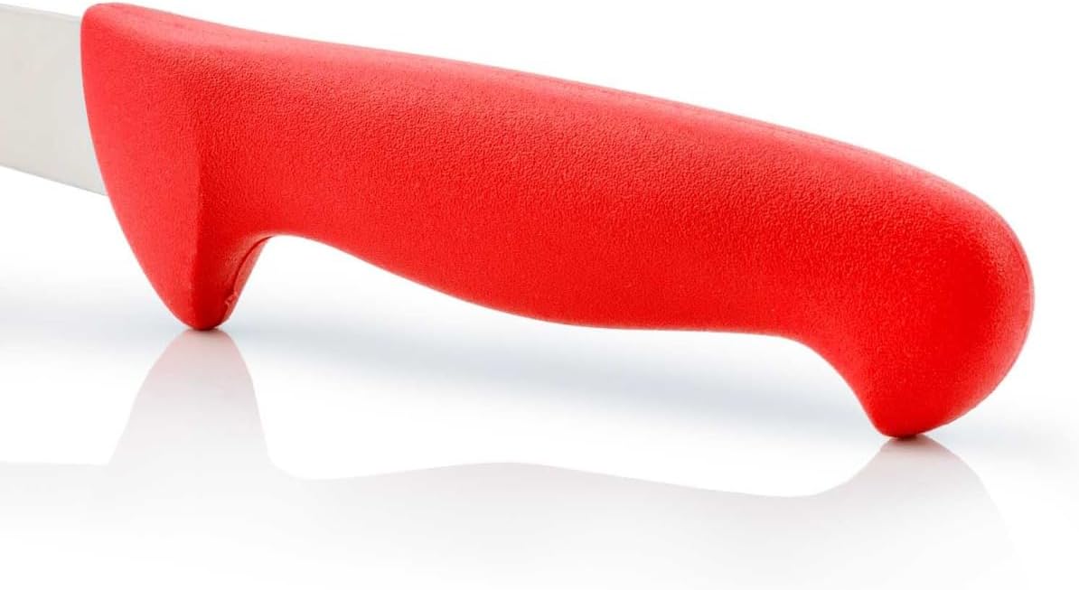 Arcos Series 2900 - Butcher Knife Steak Knife - 5" Nitrum Stainless Steel Blade - Red Polypropylene Handle - Color Identification System - Silver - 7'' Size for Heavy Use - Series 2900 - Color Red.