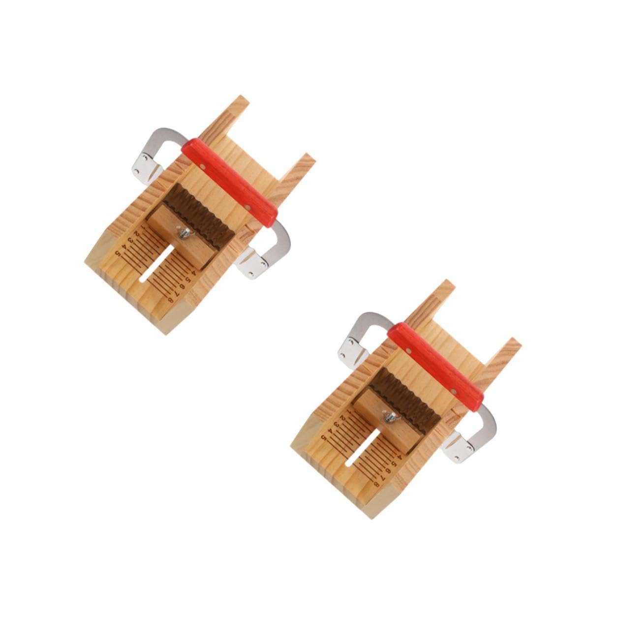 2 Ensembles Outil de Découpe Savon Bois avec Double Lame Ondulée Kit Trancheuse Savon Artisanale pour Découpe Précise et Ajustable Stable pour DIY Fabrication