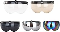 Vista 4 de Visera universal de casco retro de 3 broches a prueba de viento, visera de casco de motocicleta de media cara, lente de visera abatible