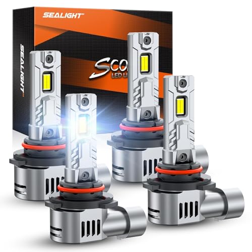 Image of SEALIGHT 9005 /HB3 9006 /HB4 LED Fog Light Bulb,800% Ultra Bright,6500K Pure White with Cooling Fan, Headlight Eyebrows, Pack of 4