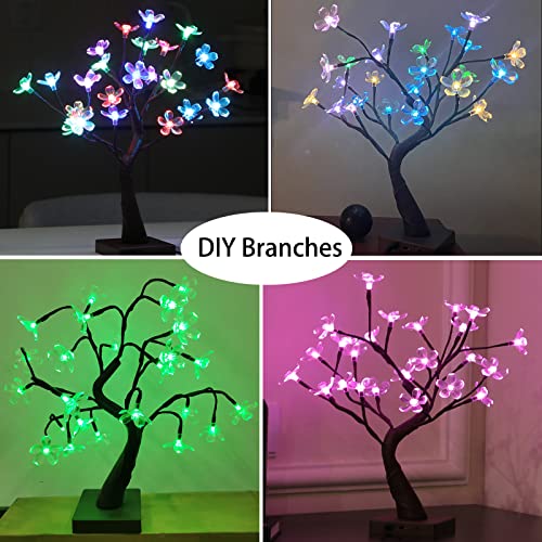 Ijg Large Cherry Blossom Tree Lamp With Remote, 18 Colors Change Rgb Table Top Lamp Bonsai Tree Lights Flower Lamp Battery Operated Or Usb Power For Home Decoration Night Lights #TOP3