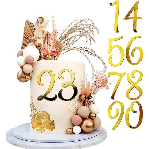 CUHZA Decoraciones para tartas de feliz cumpleaños, 10 piezas, dígitos número 0 a 9 acrílico