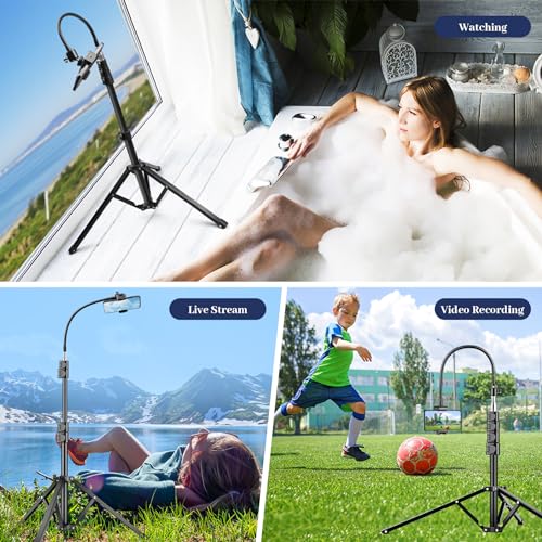 Flexible Tripod for iPhone, 88" Tall Cellphone Tripod with Gooseneck, Phone Holder and Wireless Remote, Phone Stand Tripod for Recording Filming, Camera Tripod Stand, Compatible with iPhone/Android - Image 5