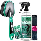 Bio-Chem - Detergente per telai di biciclette 0,75L + spazzola + panno in microfibra- Prodotto antiruggine per bici da strada, mountain bike ed elettriche - Detergente sgrassante