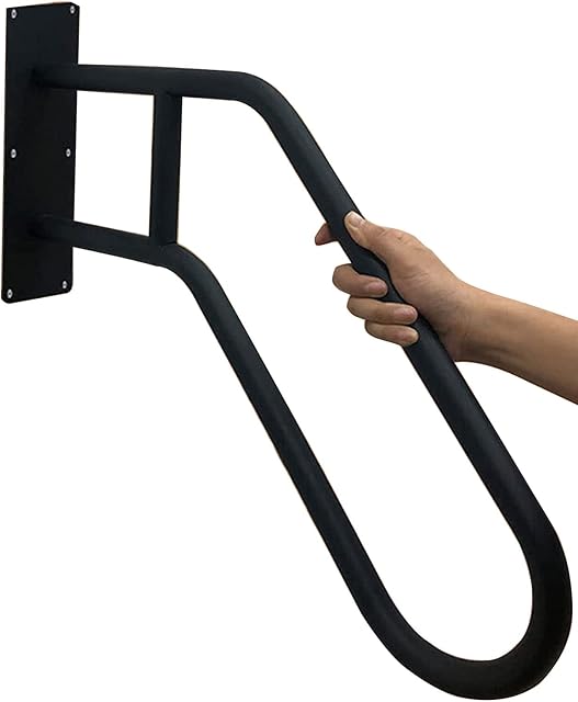 MOCHIYIA Wall Mounted Handrails, Outdoor Steps U-Shaped Metal Handrail for 1-3 Steps Stairs Indoor Outdoor Hand Railing for Residential Buildings Commercial Office Buildings, Black