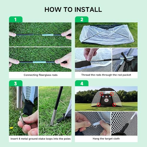 Golf Practice Net 10x7FT with Tri-Turf Mat