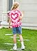 SunFoucs Tie Dye Shirts for Girls Kids Hearts Fashion Girl Fashion Short Sleeve Pink Hippies Tees Size 7-8