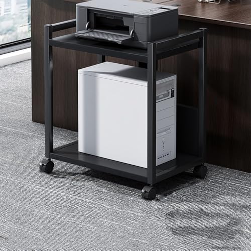 Laohucai Soporte para Impresora con Ruedas, Mesa móvil para Oficina en casa, estación de Trabajo, Soporte con Estante para Impresora, 50 x 30 x 58 cm, Color Negro