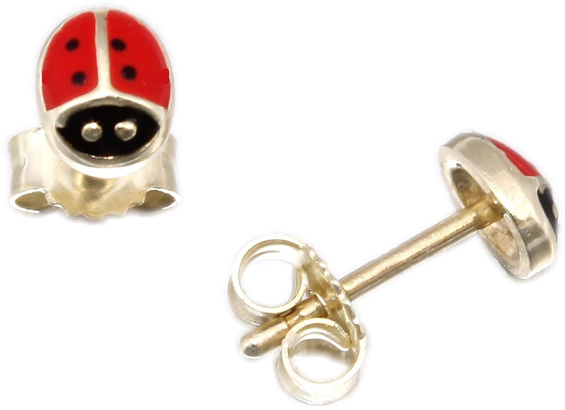 Ohrringe Marienkäfer massiv Gold 585 Kinderohrringe Käfer Ohrstecker Gelbgold