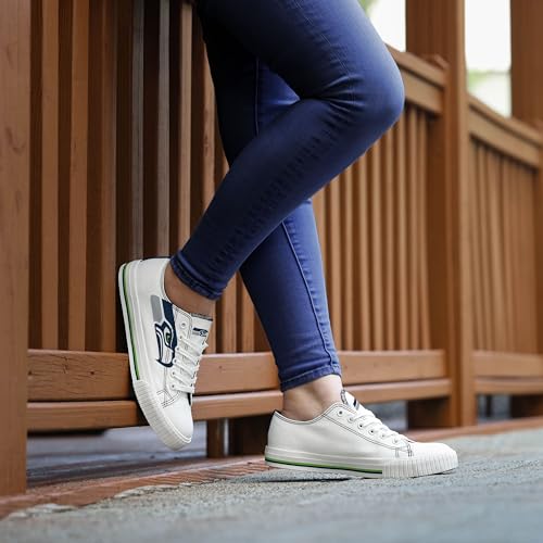 Image of FOCO NFL Womens NFL Ladies Fashion Team Big Logo Low Top White Canvas Sneakers Shoes