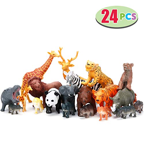 Jumbo Safari Animals Figures, Realistic Large Wild Zoo Animals Figurines, Plastic Jungle Animals Toys Set With Tiger, Lion, Elephant, Giraffe Eduactional Toys Playset For Kids Toddler Party Supplies #TOP1