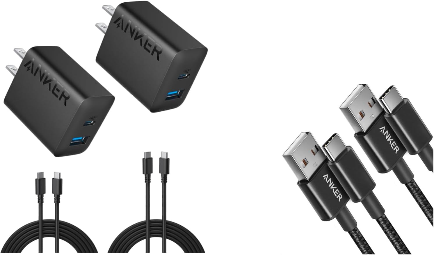 Anker iPhone 16 Charger, 2-Pack 20W Fast USB C Charger Block, Cable [2 Pack, 3FT], USB A to USB C Cable