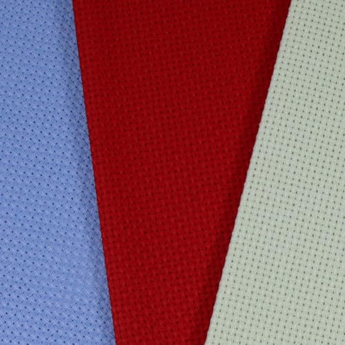 Image of KCS 3 pc of 12 inch x 18 inch 14CT Counted Cotton Aida Cloth Cross Stitch Fabric (Light Blue+Light Green+Red)