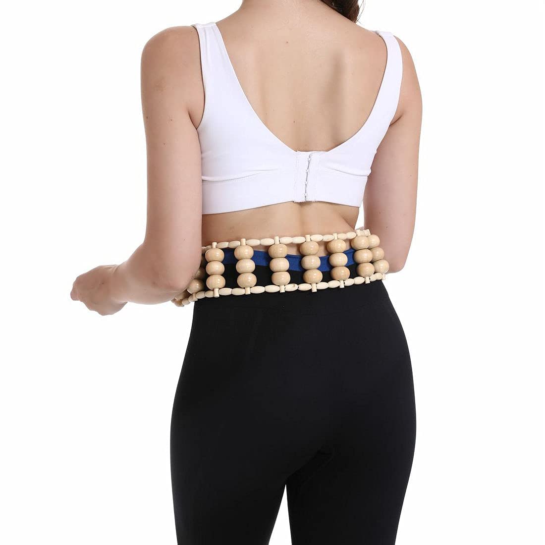 Cuerda de rodillo de masaje de espalda de madera, herramientas de masaje de celulitis para terapia de madera, herramientas de automasaje para aliviar el dolor de cuello, piernas y espalda