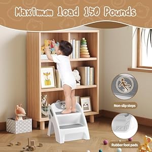 Toddler step stooltwo step stool for potty trainingnon slip step stool for toddlersplastic kids step stool for bathroom sinkfoldable step stool for kids stepping stool with handle grey  urban country home decor