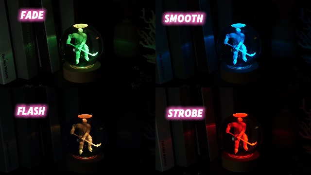Image of Hockey Night Light, Ice Hockey Gifts, Hockey 3D Crystal Ball Night Light with Remote Upgraded 3.15 Inch Lamps with 16 Color for Birthday Xmas Cool Figurines Gifts for Room Decor Boys Girls