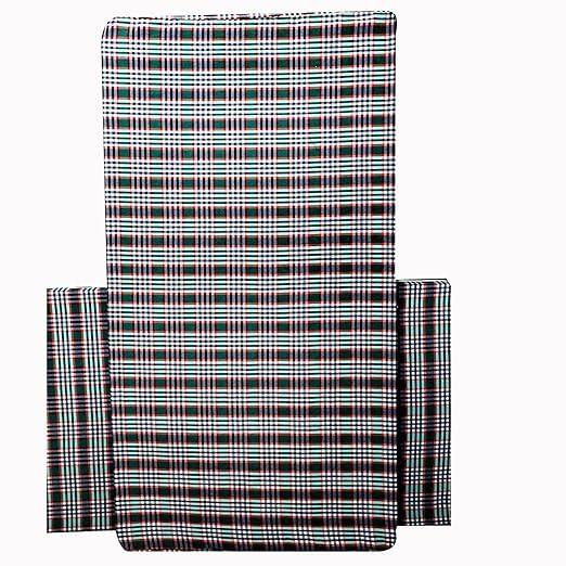 Image of Fairy Down Cotton 300 TC Mattress Cover /Protector with Zip /Chain for Dewan Size Bed Color: Green Check | Size: 75 * 48 * 8 Inches (6.25 * 4 Feet)