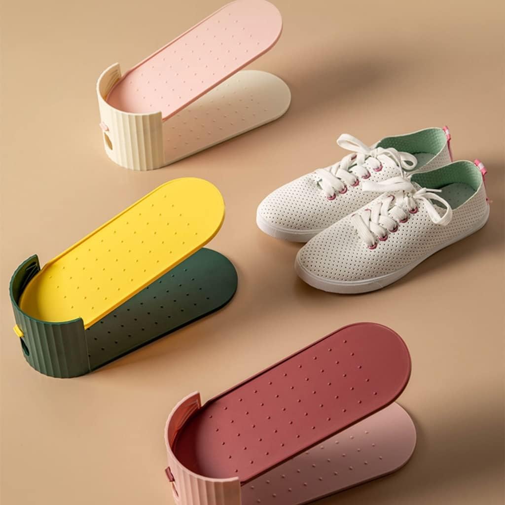 思わず買いたくなる！JSY 収納する 10 個調節可能な靴スタッカー収納スペースセーバー、ダブルデッキ靴ラックホルダー靴スロットオーガナイザー シューズ 甲高対応