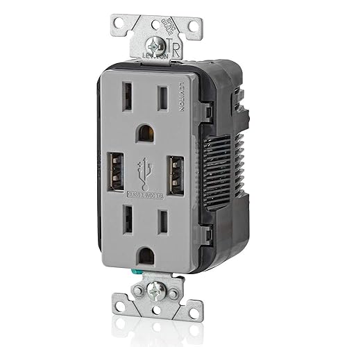 Miniatura 11 de Leviton - Receptáculo doble resistente a golpes, con cargadores USB Negro