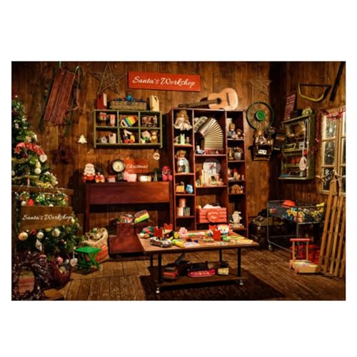 Toile de fond de Noël rustique en bois 2,1x1,5m pour photo