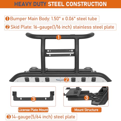 Image of Hooke Road Crosstrek Rally Light Bar Front Bumper for 2013-2017 Subaru XV Crosstrek, 4-Light Mounting Tabs & Skid Plate | Aggressive Off-Road Bull Bar | Bolt-On Installation