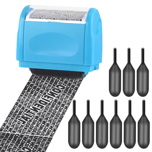 Xnourney Wide Data Defender Roller Stamp Identity Theft Protection Roller Stamp Confidential with 9 Refills Information Blocker Security for Privacy ID Address Security