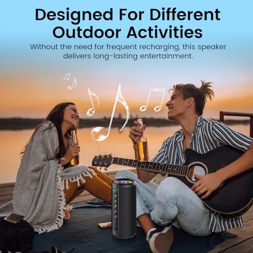 undefined dotn Portable Bluetooth Speaker, 2026 Bluetooth 5.4 Wireless Speaker with 20W HD Loud Stereo Sound, 20H Playtime, LED Lights, IP7, TWS Pairing, Built-in Mic, for Outdoor, Home, Beach, Party, Gift の商品画像 2