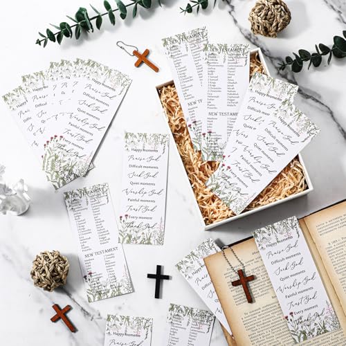 Motiskyy 100 Pcs Books of The Bible Bookmarks Bulk Clergy Appreciation Gift Christian Church Gift Double Sided Inspirational Religious Scripture Bookmarks for Prayer Women Men Book Lover Sunday School - Thumbnail 4