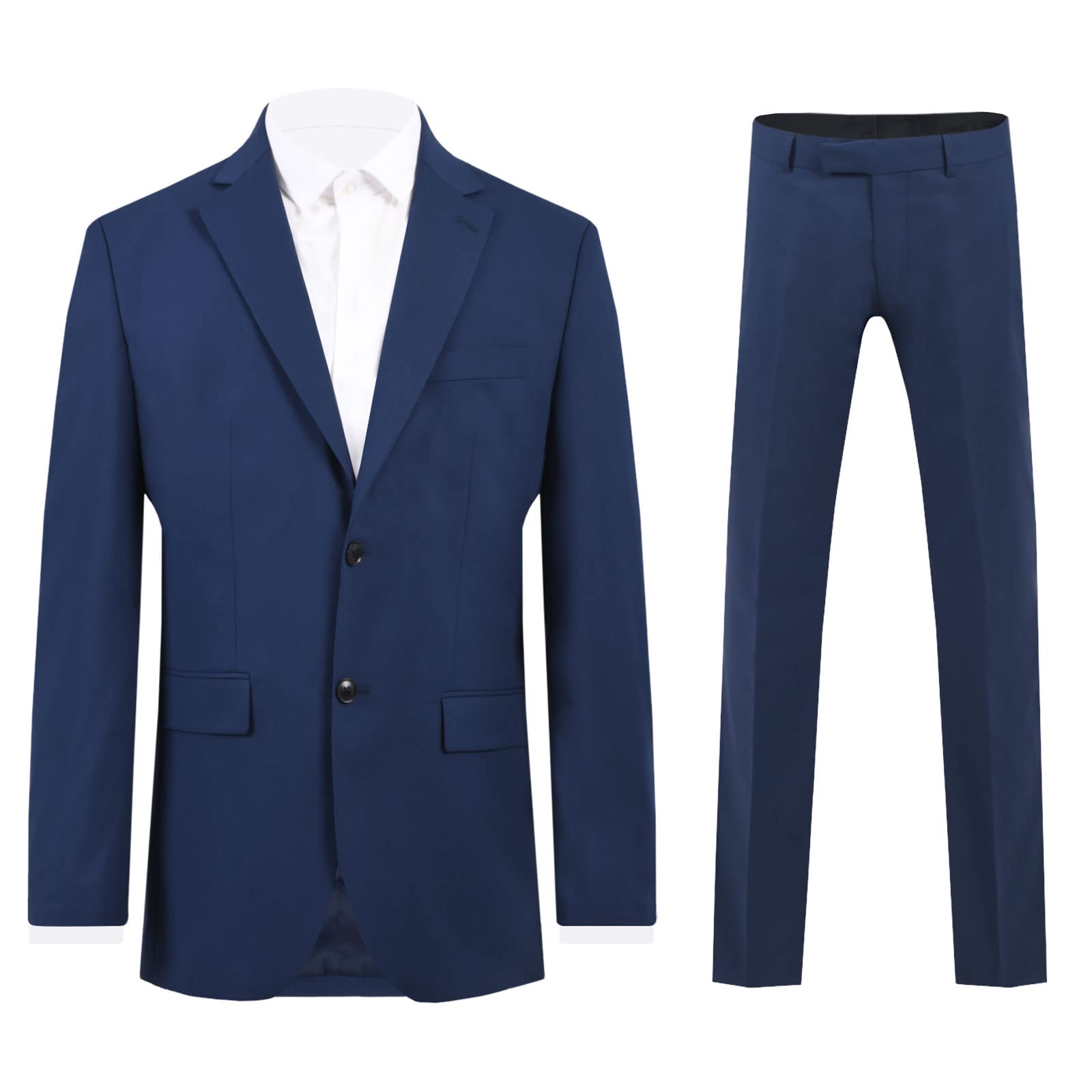 Dobell Mens Blue 2 Piece Suit Regular Fit (44L Jacket with 38L Trousers)