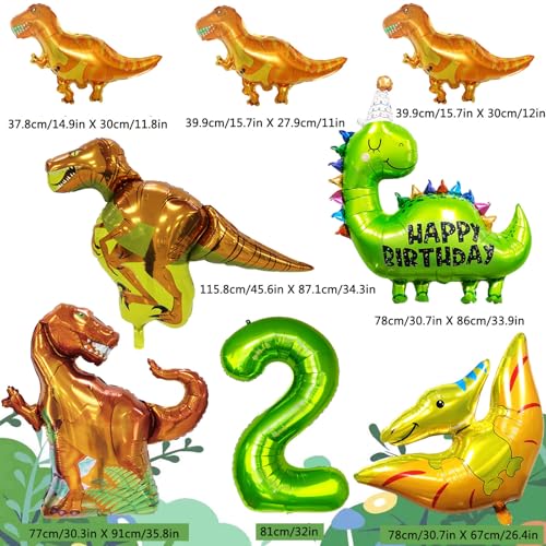Image of Dinosaur Birthday Party Supplies, Dinosaurs Party Decorations 2 Year Old Foil Balloons for Boys and Girls,Include Balloons, Foil Balloons,Banner,Cake Topper