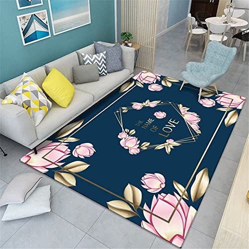 Tapis de sol de cuisine rectangulaire bleu lavé pour décoration de salle à manger 80x120