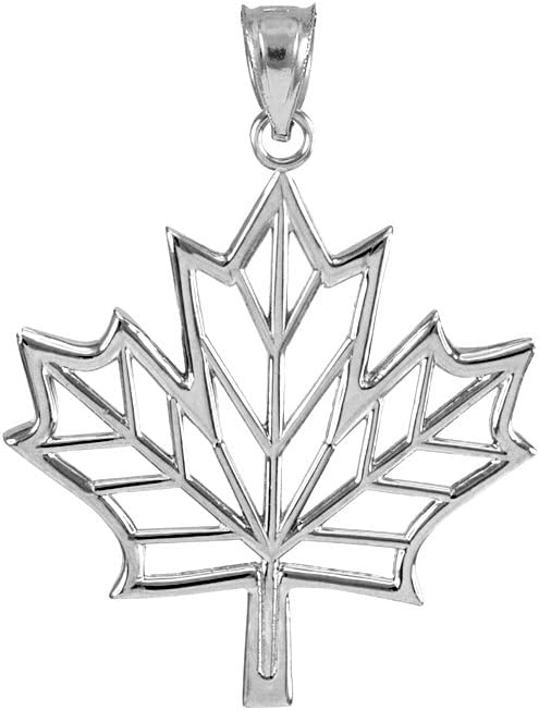 Canada Jewelry Polished 925 Sterling Silver Maple Leaf Open Design Pendant, Silver, No Gemstone